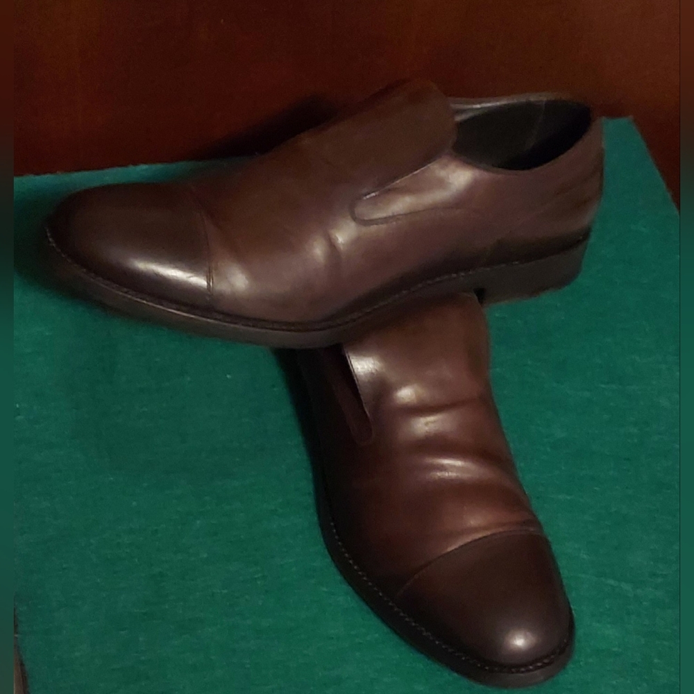 ALBERTO FASCIANI MEN'S BROWN LEATHER DRESS CAPTOE LOAFERS SIZE 42 MADE IN ITALY